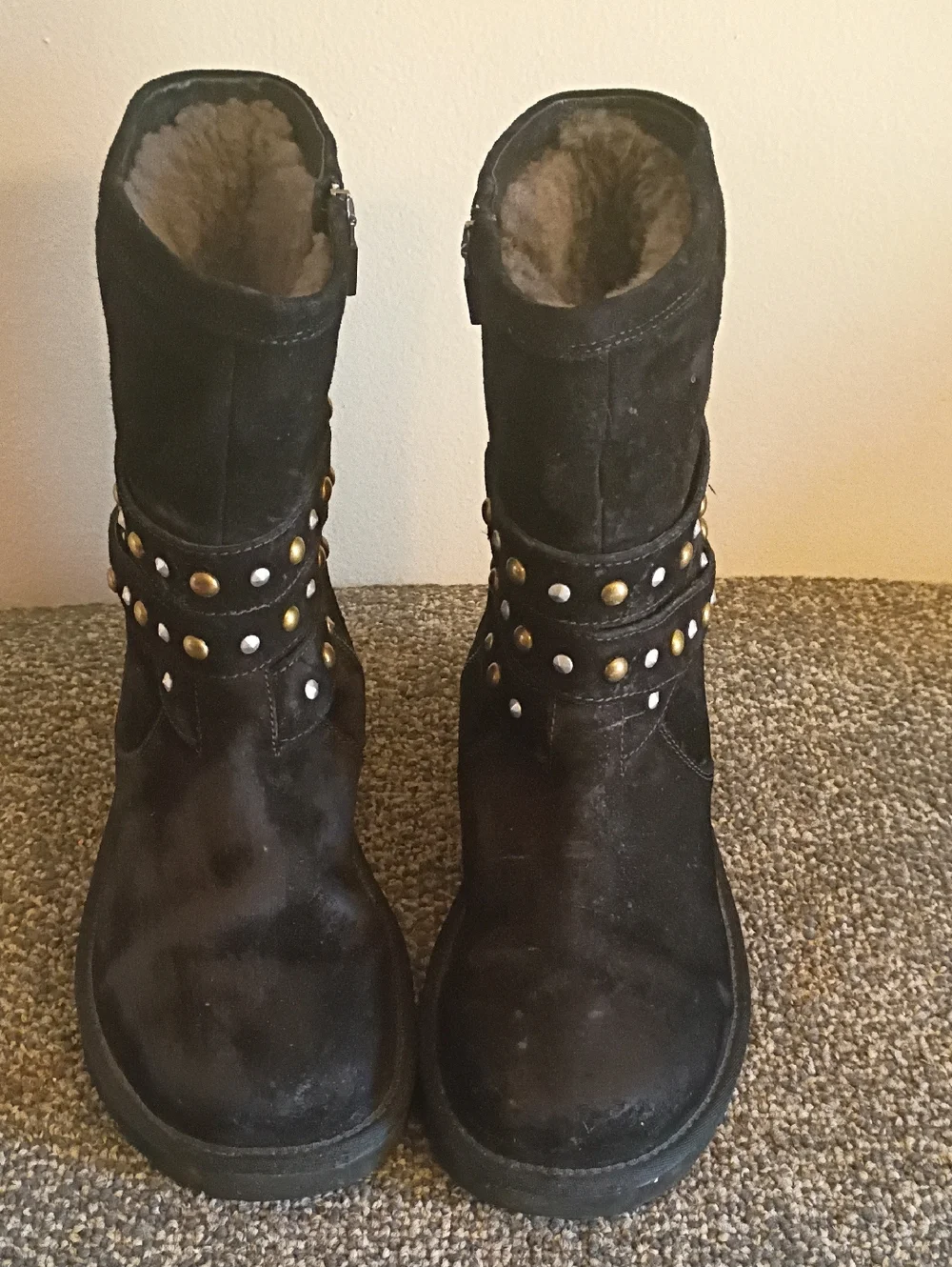 UGG  Clovis Black Studded Women's Shearling-Lined Boots Size 8